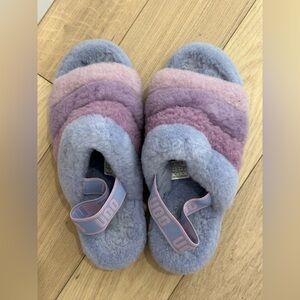 UGG Blue and Purple Fluffy Slippers